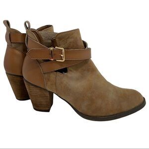 Mossimo Supply Co. Brown Faux Leather Cut-out Heeled Ankle Boots Size 11